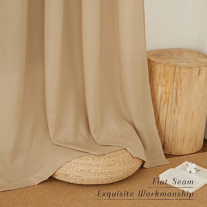 NICETOWN Linen Burlap Curtains for Farmhouse 120 inch Length, Grommet Privacy - Image 6