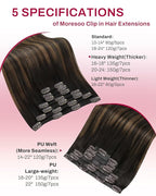Moresoo Clip in Hair Extensions Real Human Hair Balayage Double Weft Clip in Extensions Ombre Dark Brown Mixed with Chestnut Brown Hair Extensions Clip ins Human Hair 7pcs/150g 20inch