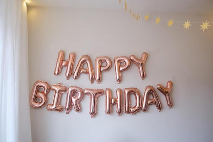 Rose Gold Happy Birthday Balloon Banner, 16 Inch Foil Mylar Happy Birthday - Image 8