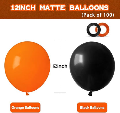 100 Pcs Black and Orange Balloons 12 Inch Halloween Latex Balloons Thicken - Image 2