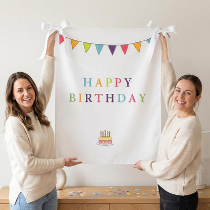 Oudain 29x39 Inch Happy Birthday Burlap Banner, Fabric Party Decorations - Image 6