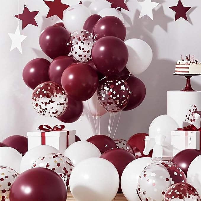 Maroon Graduation Decorations/Maroon White Graduation Party Decorations - Image 2
