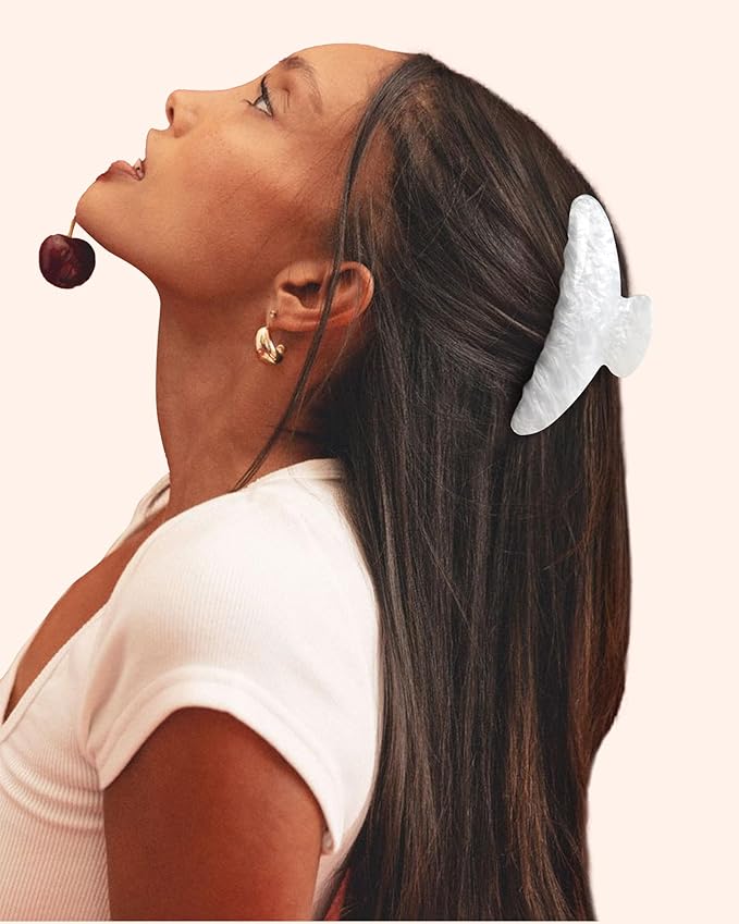 HAIMEIKANG Large Acetate 4 Inch Hair Claw Clip for Women - French Style Hair Claws for Thick Hair with Non-Slip Teeth, Hair Accessories for Updos, Buns & Ponytails