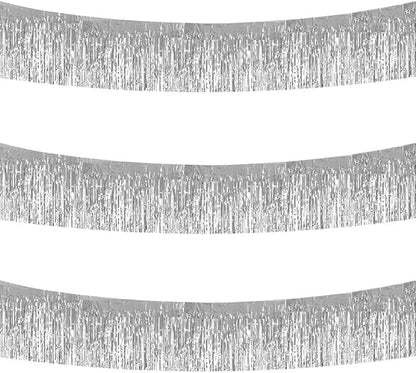 BEISHIDA Silver Fringe Garland Banner 3Pack 30ft Wall Tinsel Foil Streamers | by Beishida