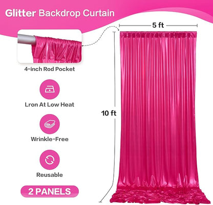 gogoparti 10x10FT Hot Pink Sequin Backdrop Curtain - Image 6