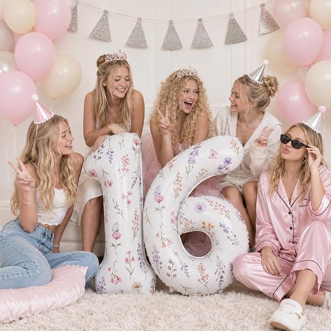 Flower 16 Balloon Numbers for Girls 16th Wildflower Birthday Party Decor | 40'' - Image 7