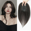 YAMI Hair Toppers for Women Fluffy Human Hair Topper 10inch Handmade Swiss Base Hairpieces 360° Cover Hairloss (Dark Brown)