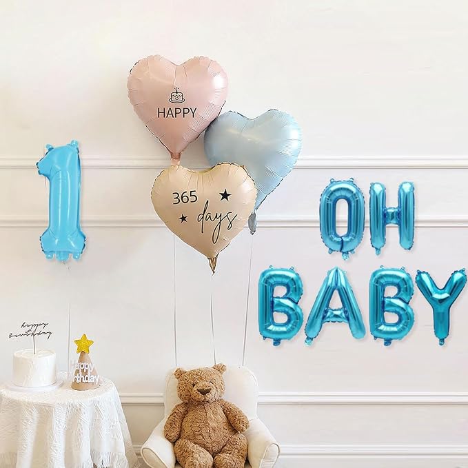 2 Set 20 Pcs Number Balloons 16 Inch Baby Blue 0-9 Number Mylar Foil Balloons - Image 4