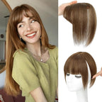 NAYOO Hair Toppers for Women Real Human Hair, 360° Cover Clips in Full Fringe Fake Bangs Hair Pieces for Women Girls Daily Wear(Light Brown)