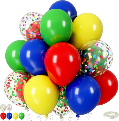 Red Blue Green Yellow Balloons, 12 Inch 50pcs Carnival Circus Balloon Matte Red by HILAVO