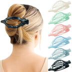 6 Packs Flat Claw Clips for Women, French Concord Flat Hair Clip, Matte Hair Claws Clip for Thin Thick Hair, Lay Down Claws Clips, Durable Strong Hold Hair Clip, Christmas Gifts (Colorful)