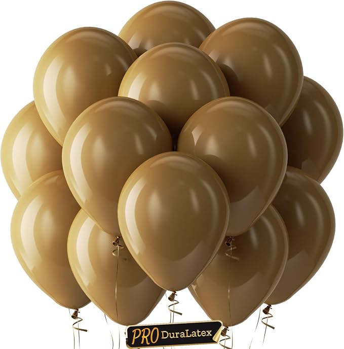 Pro Duralatex Brown Extra-Thick Balloons 100 Pack 12 inch | Brown Balloons by Bezente
