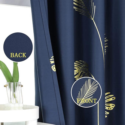 Elegant Palm Tree Leaf and Wheat Pattern Blackout Curtains Foil Print Light - Image 3