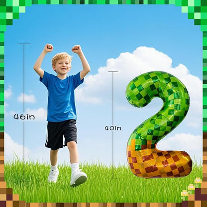 Pixel & TNT Theme 40in Giant Number Balloons - Image 4