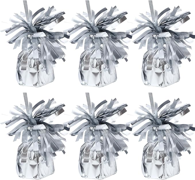 6 Pack Silver Balloon Weights Metallic Holder Anchors Balloon Holder Weights by Unknown