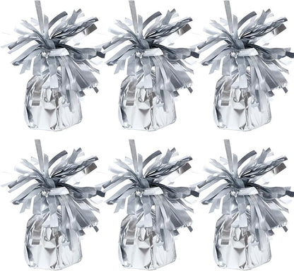 6 Pack Silver Balloon Weights Metallic Holder Anchors Balloon Holder Weights by Unknown
