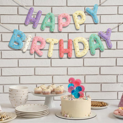 Felt Happy Birthday Garland Rainbow Banner Reusable Happy Birthday Sign Party - Image 5