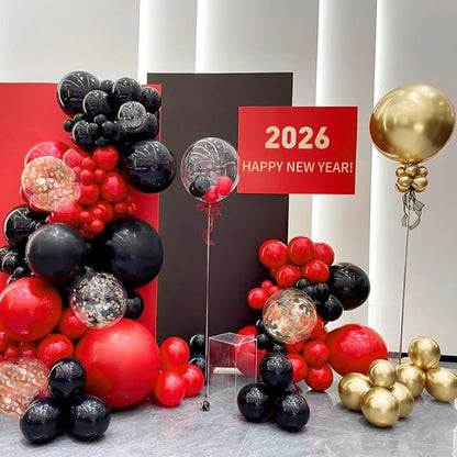 MEBAY 155Pcs Red Black Gold balloons Garland Arch Kit - Image 7