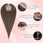 Real Human Hair Toppers for Women 3.54"*4.72" Silky Base 150% Density No Bangs Adjustable Parting Clip-In Topper Hairpieces for Women with Thinning Hair 14 Inches Natural Brown