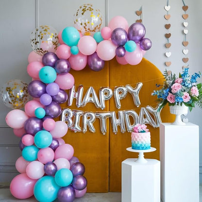 Teal Pink Purple Balloons, 12 Inch Princess Balloons, Pastel Pink Teal Purple - Image 5