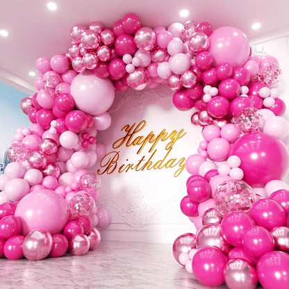 Pink Balloons Garland Arch Kit 170pcs, Hot Pink Metallic Pink Shades of Pink by PTGOLUO