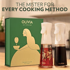 FLAIROSOL OLIVIA Oil Sprayer for Cooking, 2 Pack 200ML Glass Olive Oil Sprayer, Continuous Cooking Spray Dispenser with Portion Control for Kitchen Air Fryer, Salad, BBQ, White