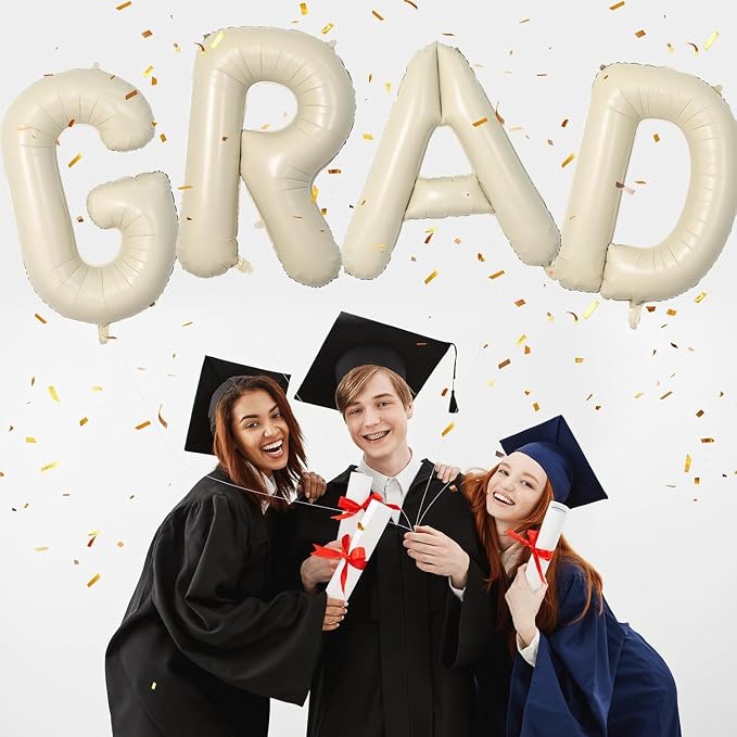 Biapian 40 Inch GRAD Balloons, Cream Letter Balloon, Large Banner - Image 8