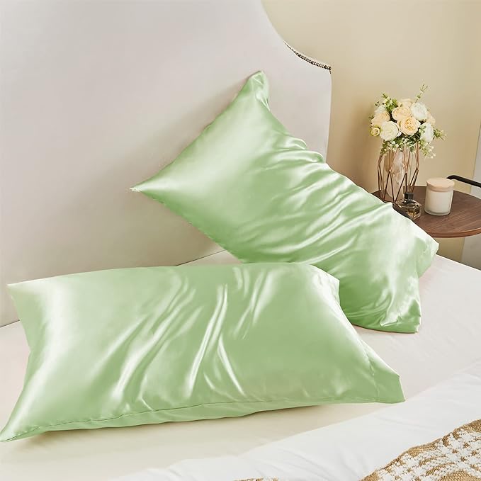 BEDELITE Satin Pillowcase for Hair and Skin, Super Soft and Cooling Similar to Silk Pillow Cases 2 Pack with Envelope Closure, Gift for Women Men(20"x30" Queen Size, Gleam)