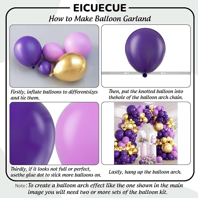 Purple and Gold Balloons Garland Arch Kit - Image 3