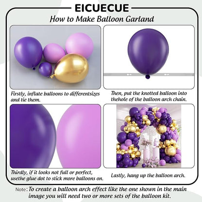 Purple and Gold Balloons Garland Arch Kit - Image 3