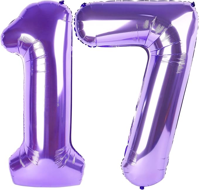 Number Balloon Purple Number 17 by Mluchee