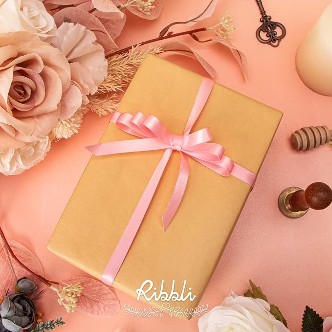 Ribbli Double Faced Pink Satin Ribbon, 3/8” x Continuous 25 Yards, Use - Image 2