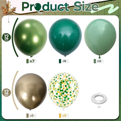 Sage Green and Gold Balloons, 12 Inch Emerald Forest Hunter Dark Green Metallic - Image 2