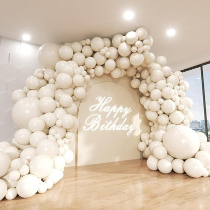 White Sand Balloon Arch Kit, 18 12 10 5 Inch Different Size Balloons by ADOINBY