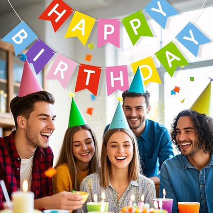 Happy Birthday Banner Sign, Birthday Garland Wall Door Hanging Banners Flag - Image 5