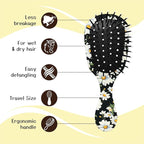Mini Hair Brush,Cute Detangling Travel Hair Brush,Soft Bristles for Effortless Tangle Removal,Detangler Hairbrush for Women Men Boys Girls Kids Wet Dry All Hair Types (White Daisy, Mini)