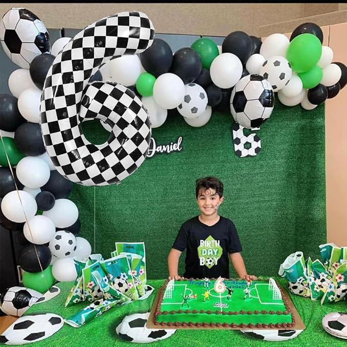 TONIFUL 40 Inch Large Checkered Number 6 Balloon 6th Birthday Decorations | 6th - Image 4