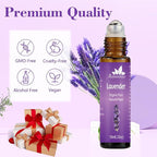 Lavender Essential Oil Roll On for Bedtime & Relaxation, Pre-Diluted with Lavender Oil, Calming Aromatherapy for Pillow, Pulse Points, Skin & Massage, Portable 10mL Rollerball