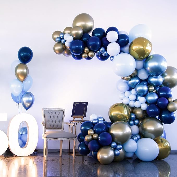 RUBFAC Blue Balloons Navy Blue Balloon Different Sizes 129pcs | Garland Arch Kit - Image 5