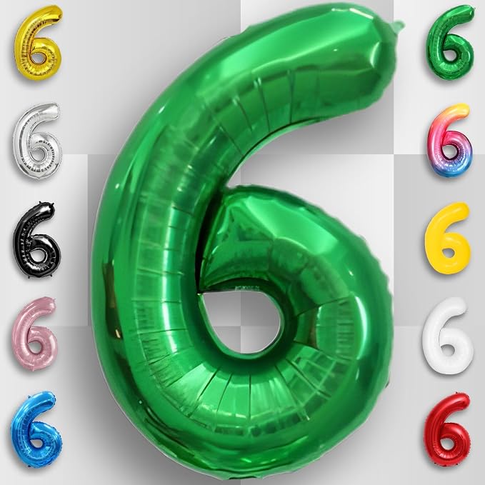 Green Number Balloon 6 Mylar Foil Balloons 16 inch - Image 5