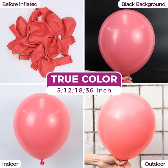 Bezente Coral Latex Round Helium Party Balloons 100 Pack 12 inch | Pastel Coral - Image 2