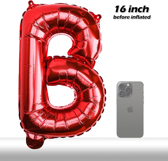 16" Red Letter Number Balloons, Happy Birthday & 2 Sets of A-Z 0-9, Foil Mylar - Image 6