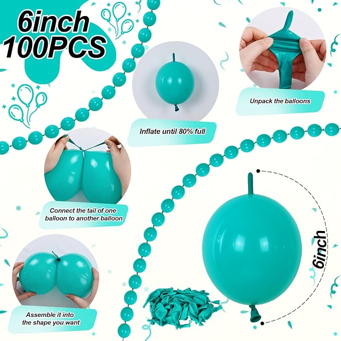 Teal Blue Linking Balloons, Tails Balloon - Image 2