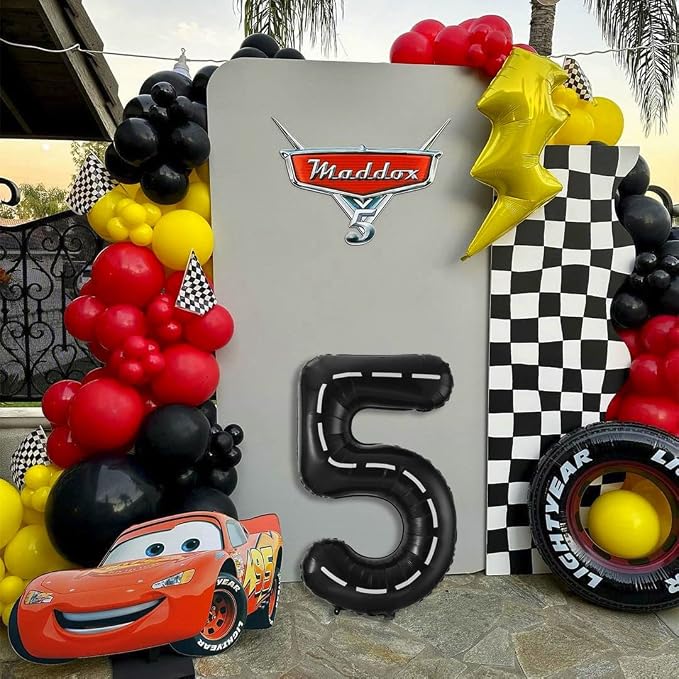 Race Car Number 5 Balloons, 40 Inch Birthday Balloons Two Fast Balloon Race - Image 3