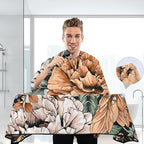 ALAZA Vintage Modern Floral Flower Barber Cape for Men Women, Waterproof Haircut Apron Beard Shaving Bib Hair Cutting Cloth 55 x 65 Inch
