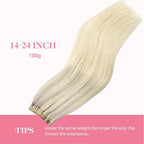 GOO GOO Tape in Hair Extensions Human Hair, 17/22/60 Ash Blonde to Golden Blonde and Platinum Blonde, 24inch 100g 40pcs, Skin Weft Seamless Invisible, Silky Straight with Thick Ends, Remy Human Hair
