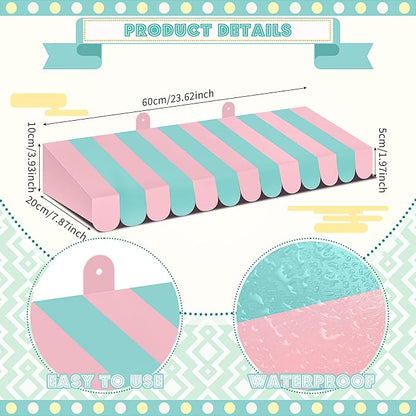 Boao 4 Pack Pink Green Christmas Awning Decoration 3D Stripe Cardboard Awning - Image 2