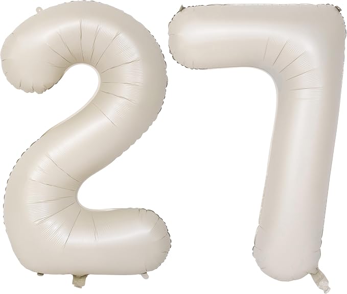 40 In Cream white Number Balloons Helium Foil Mylar Balloon Digital 27 | by Exquisitehighqualitypartydecorationstomeetyoureveryneed%EF%BC%81