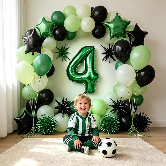 TONIFUL 4th Birthday Balloons Kit 40 Inch Dark Green Large Number 4 Balloon | - Image 6