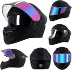 Full Face Motorcycle Helmets for Adult Men Women, DOT Approved Street Bike Racing Helmet Dual Visor Quick Release Buckle, Motorbike ADV Moped Helmet with Extra Clear Visor